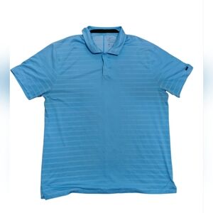 Nike Tiger Woods Polo Shirt Mens XL Blue Dri-FIT Striped Golf